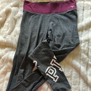 PINK Victoria's Secret Gray and Red Athletic Leggings